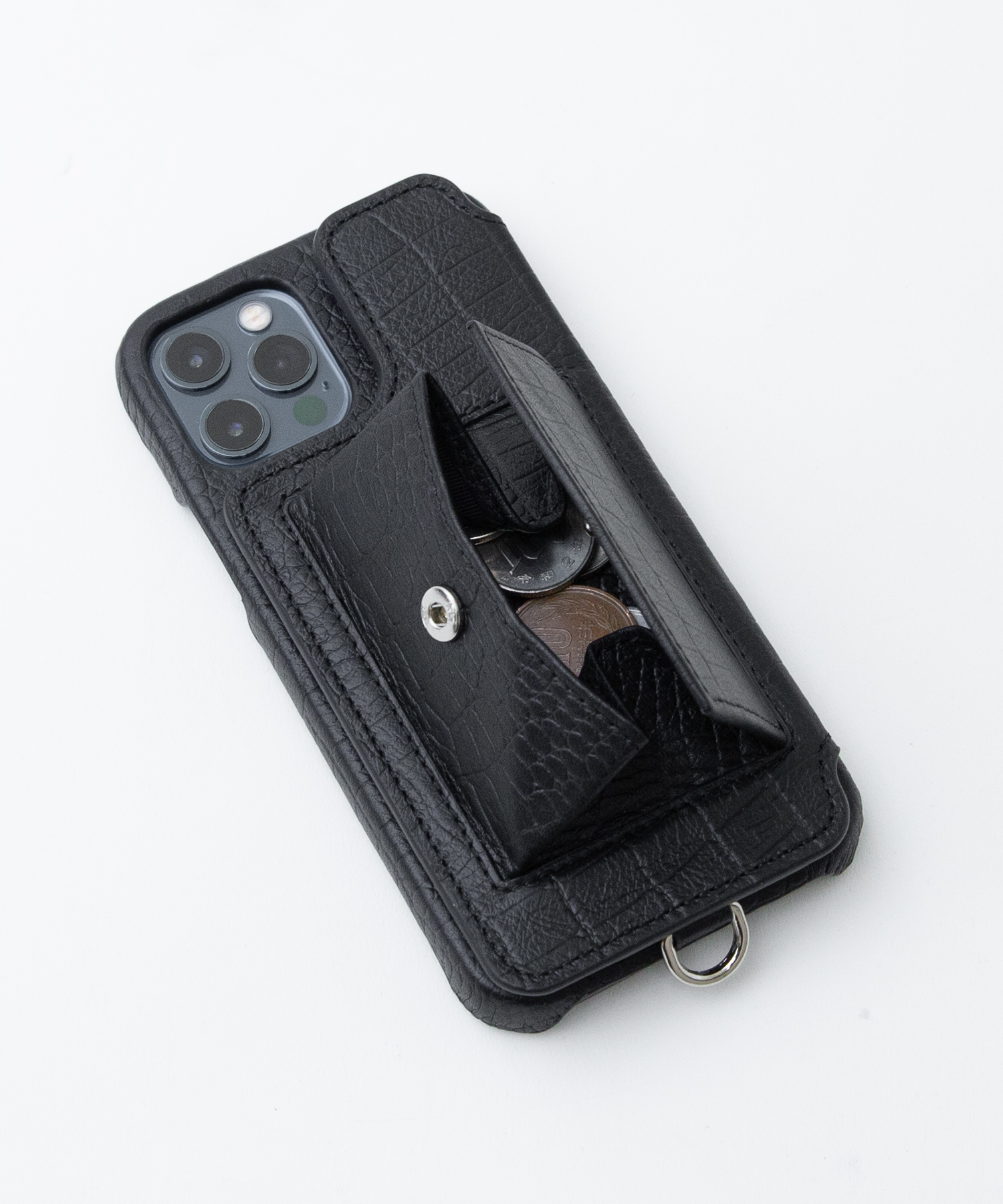 POCHE CROCO iPhone12Pro-iPhone12 NO BUTTONS/BLACK